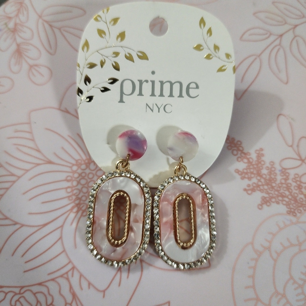 Pink and Gold Drop Earrings